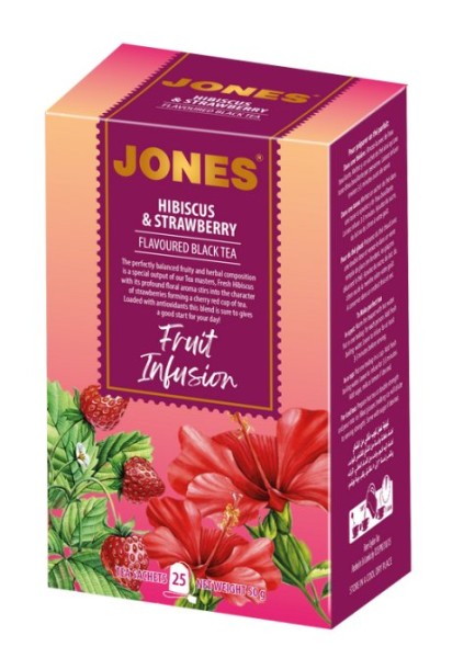 JONES Schwarzer Tee Hibiskus & Erdbeer 25x2g